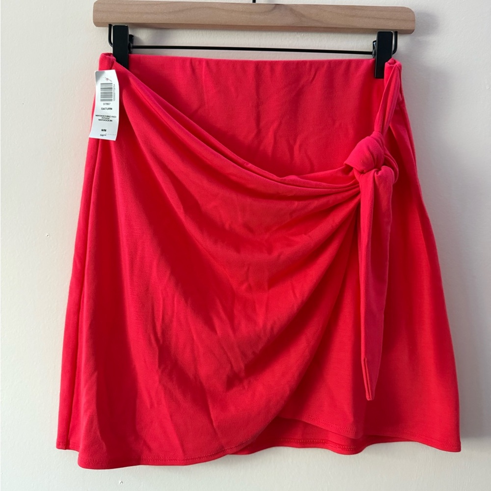 Aritzia Wilfred Womens Saturn Wrap Tie Mini Skirt Red Summer